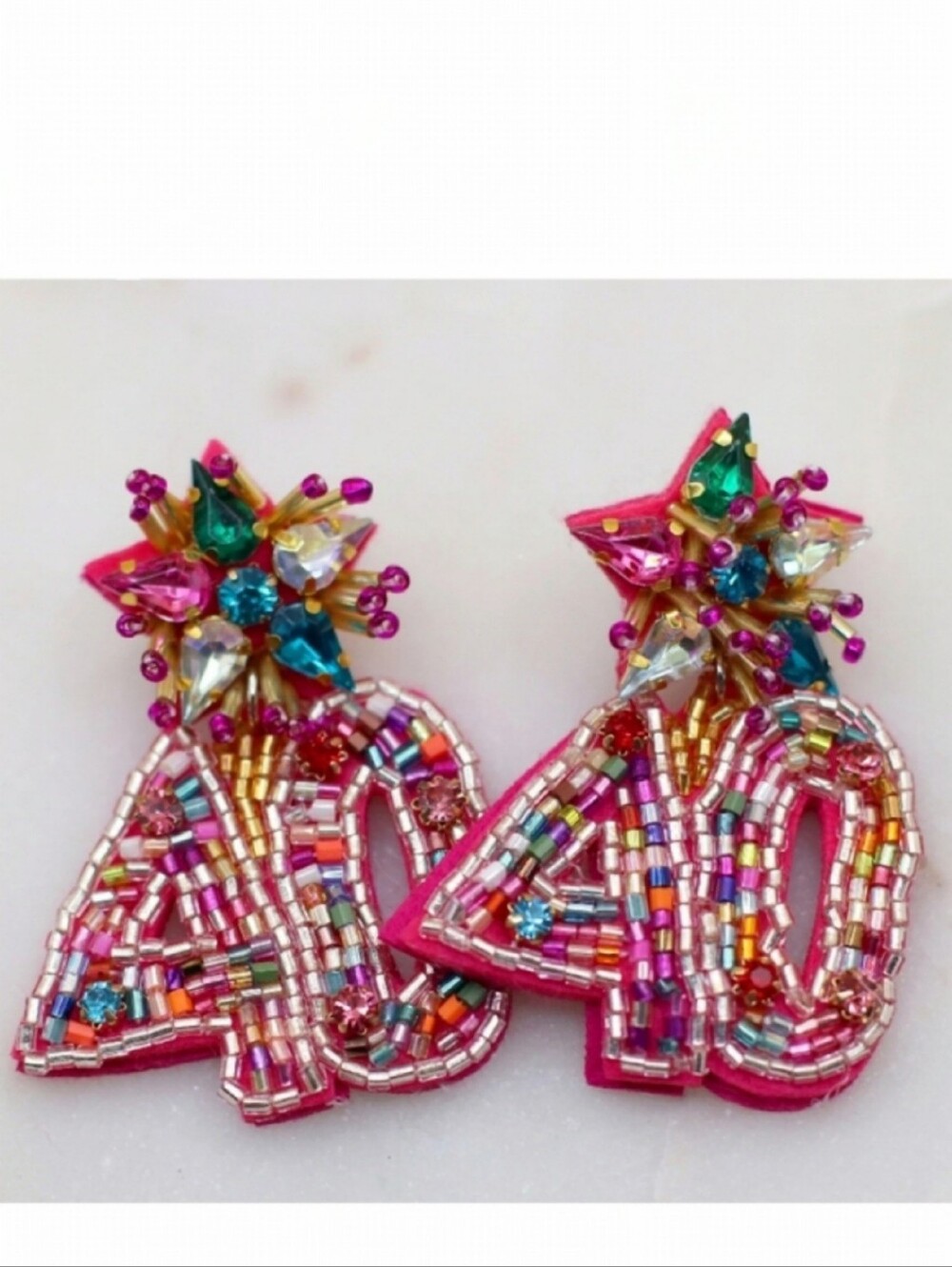 🌺40th Birthday Earings Beaded 40th Milestone Birthday Gifts For Her